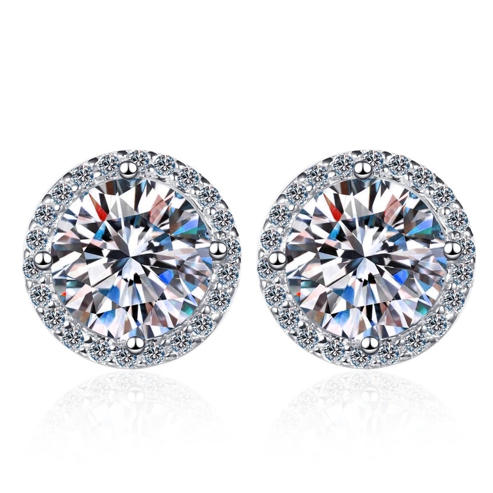 NWT | Certified | 4 Carat Moissanite Diamond Stud Earrings | 925 Sterling Silver